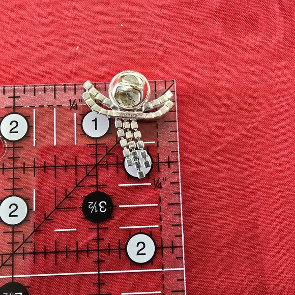 Angel with Blue and White Rhinestones Set in Silver-tones Stick Pin Brooch - Picture 5 of 5